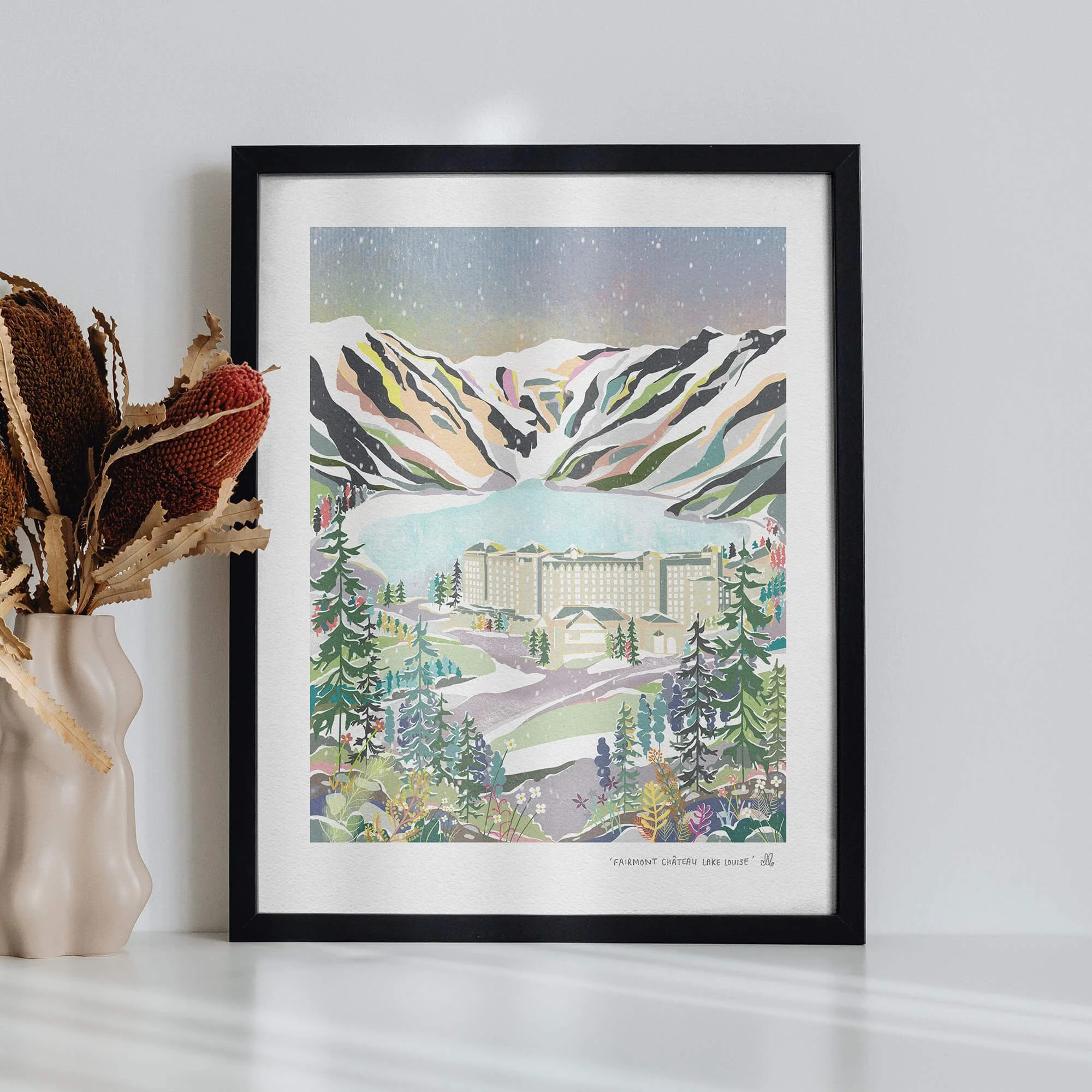 絵画  Lake Louise Lake Louise Watercolor Painting, Lake Louise Poster, Banff